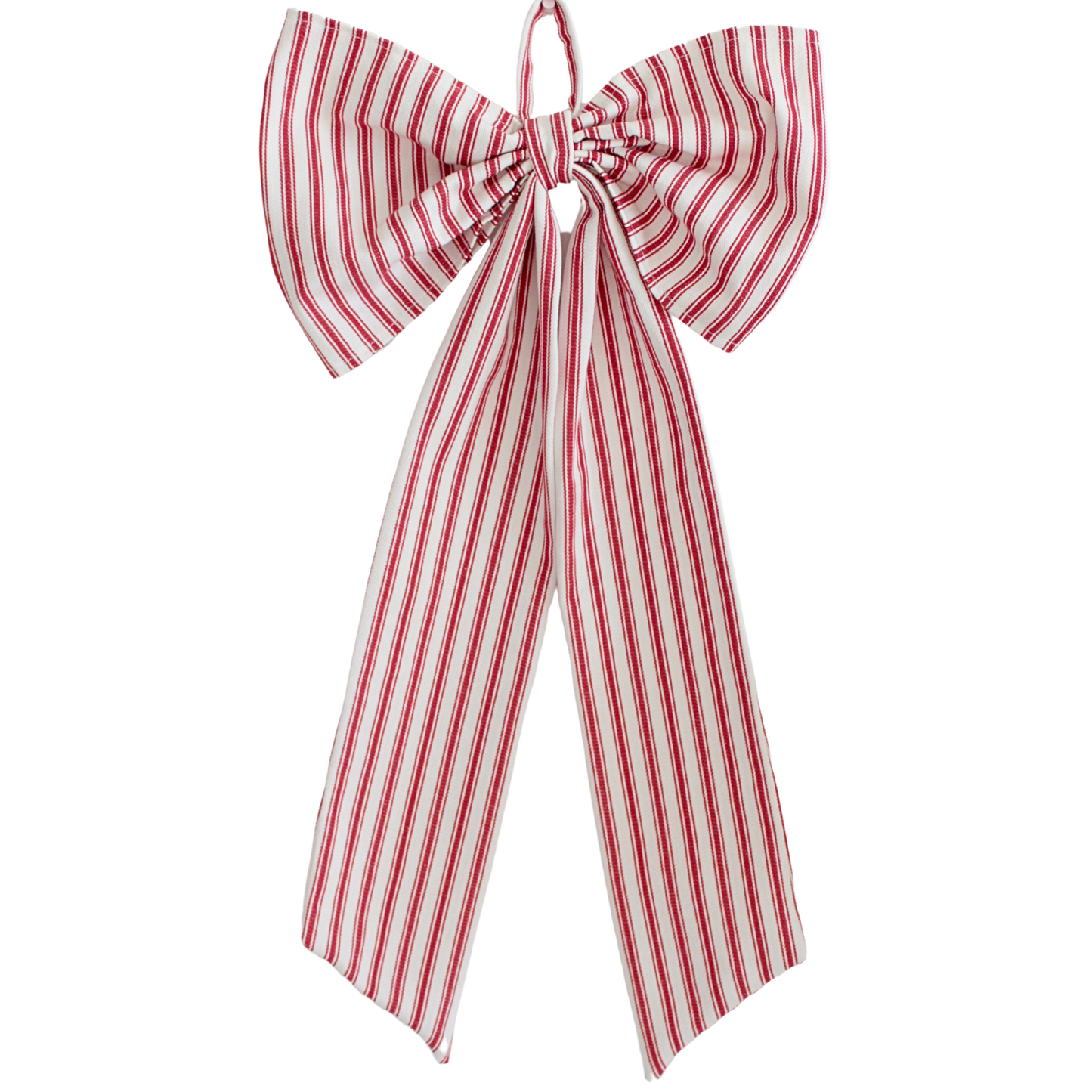 Christmas Bow/ wreath bow red ticking stripe