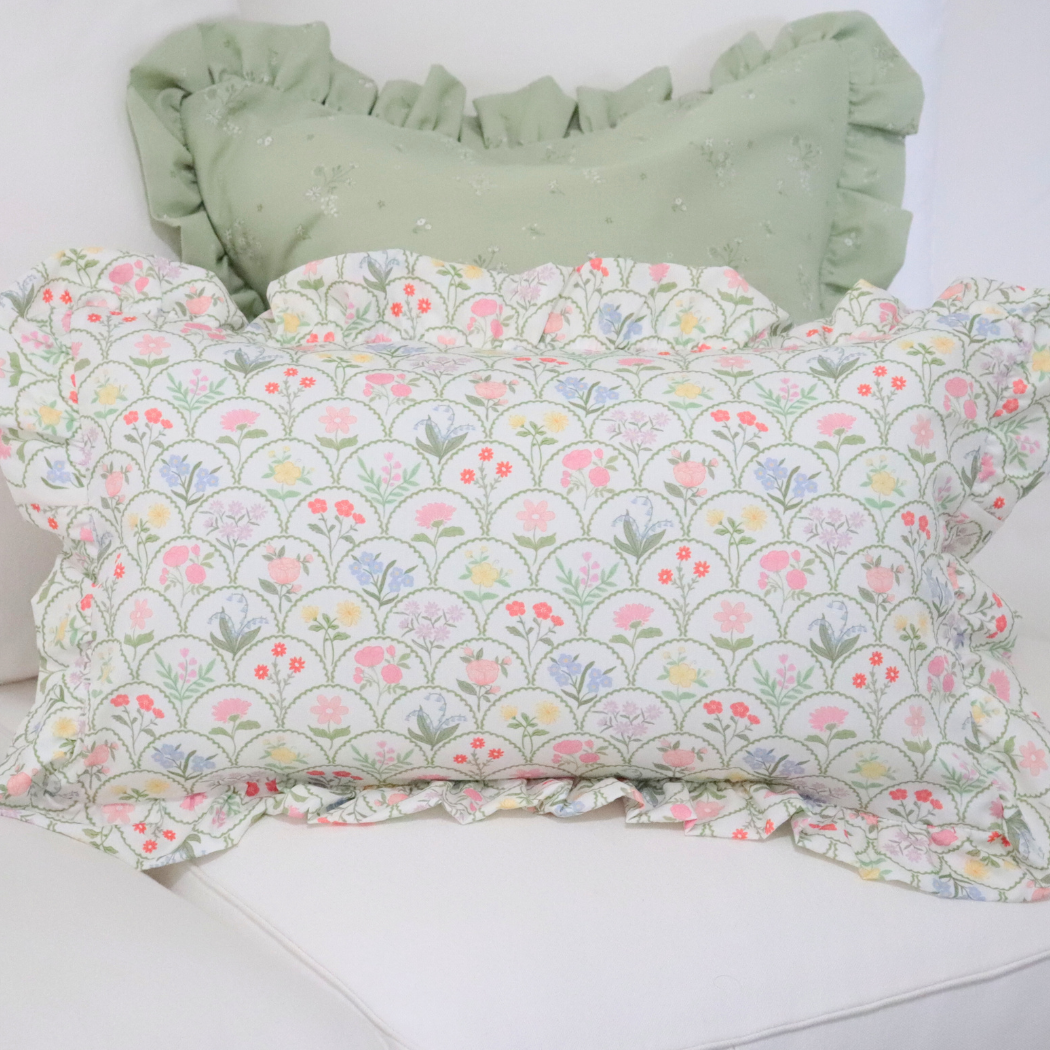 Sage Green Ruffle Pillow Cover