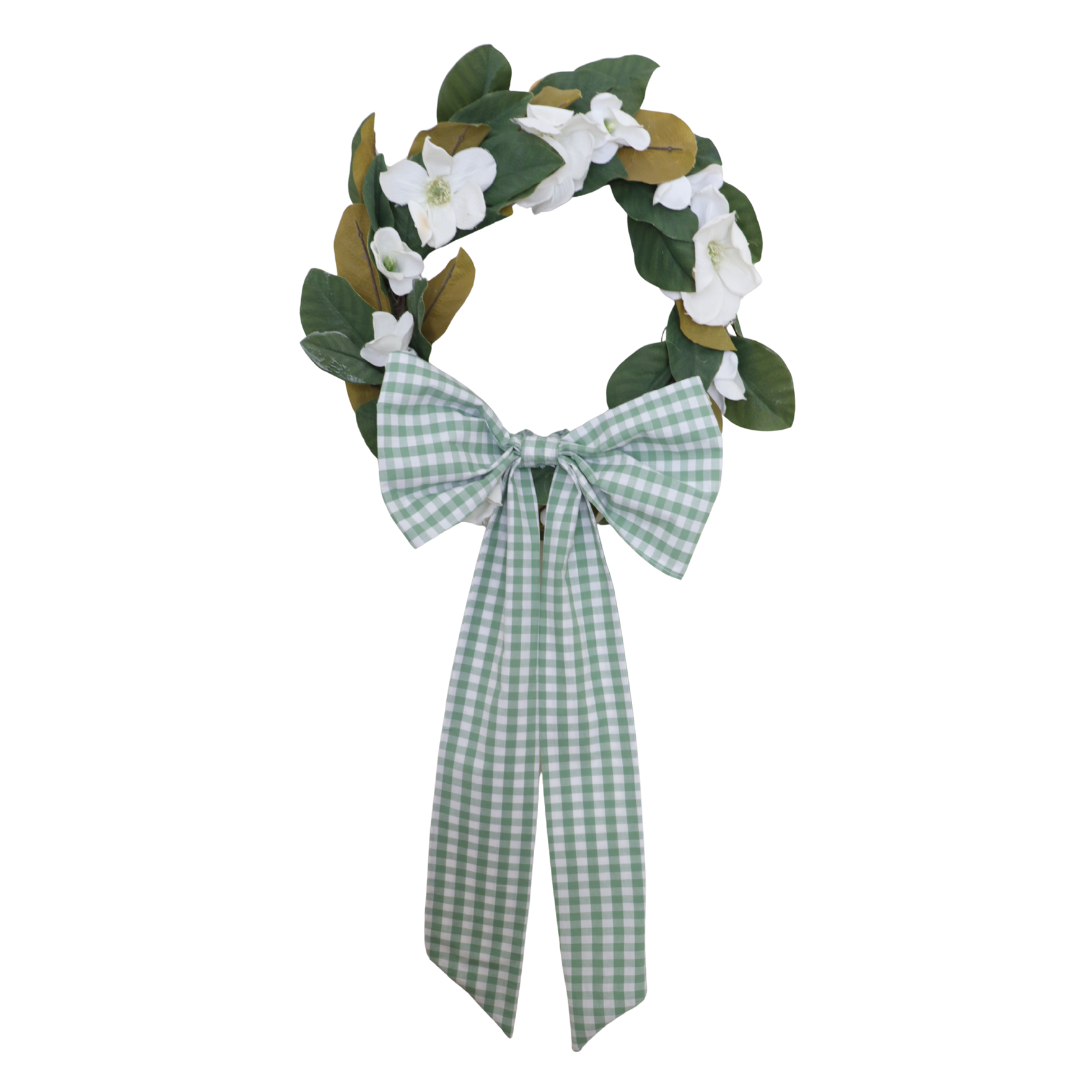 Gingham green Christmas bow