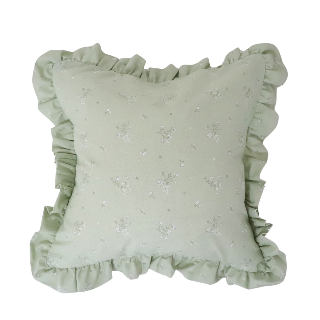 Sage Green Ruffle Pillow Cover