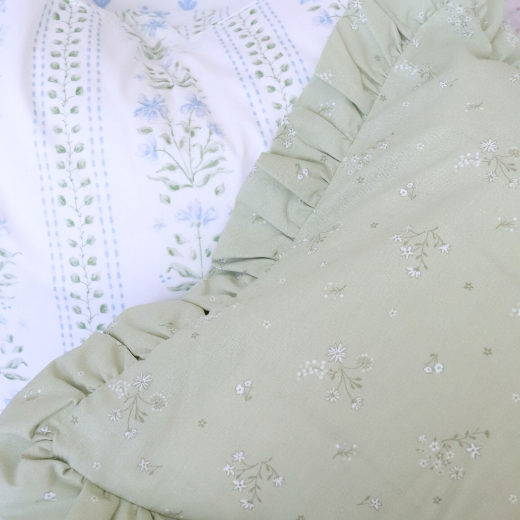 Sage Green Ruffle Pillow Cover