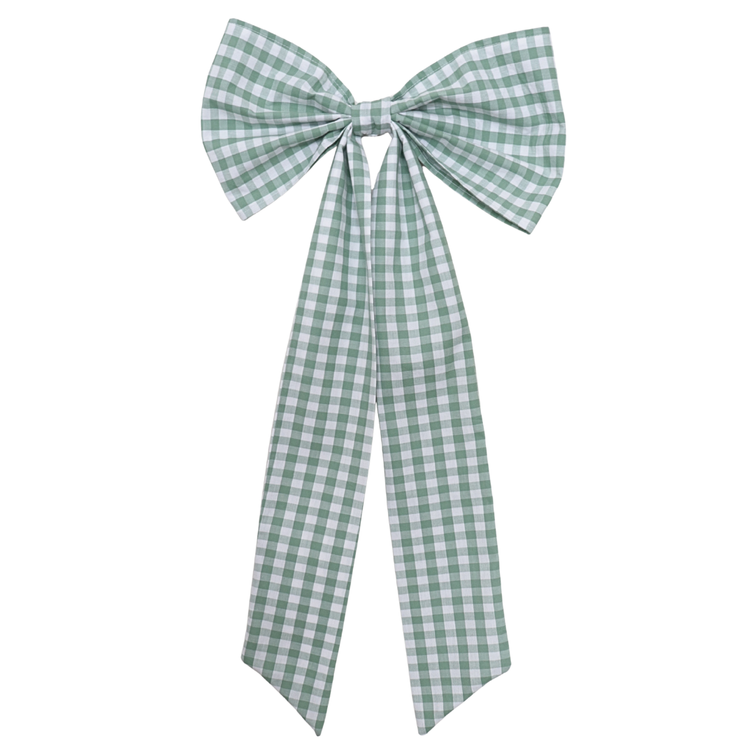 Gingham green Christmas bow
