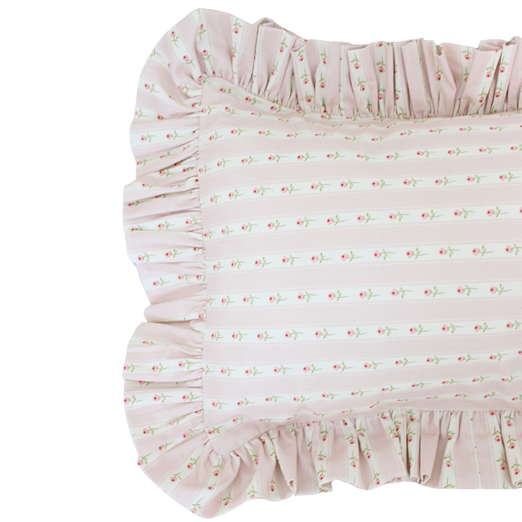 Ruffle Tiny Roses Pillow Cover