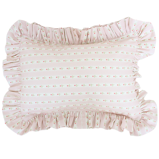 Ruffle Tiny Roses Pillow Cover