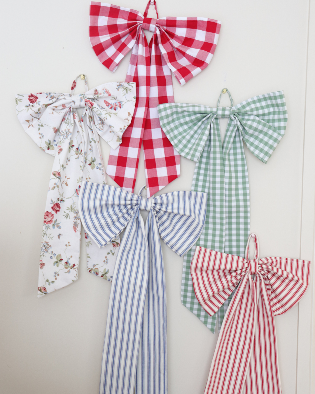 Gingham green Christmas bow