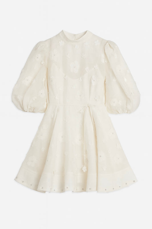 Floral Embellished Sheer Mini Dress