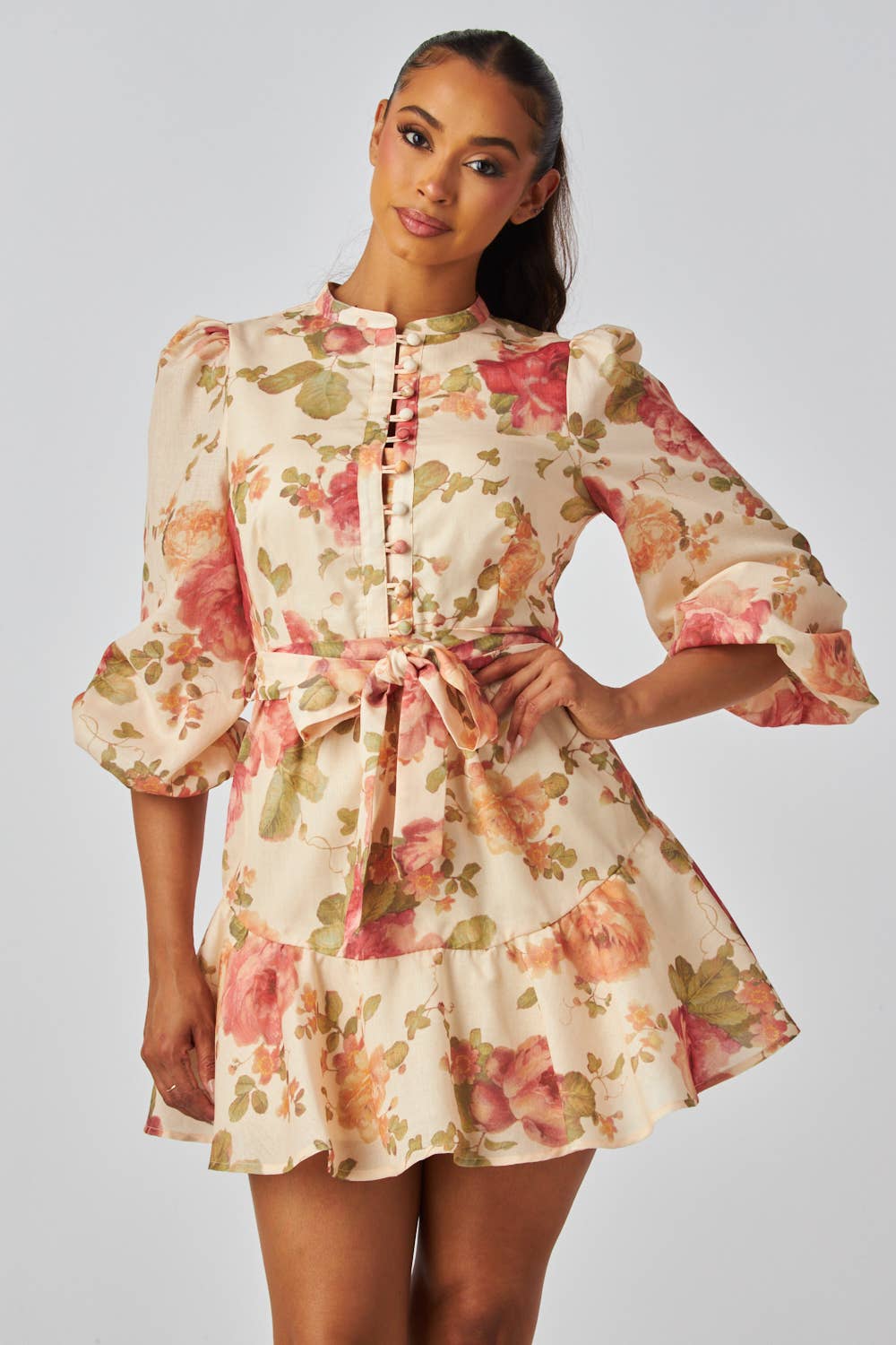 Floral Fall Mini Dress cream / S Floral Fall Mini Dress cream / S