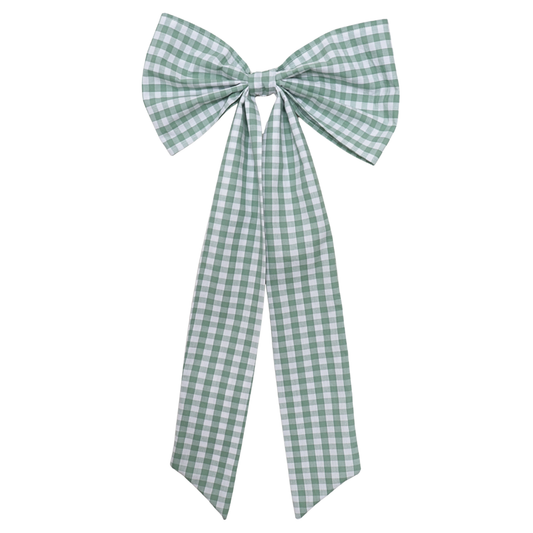 Gingham green Christmas bow