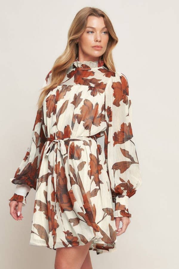Printed woven mini dress