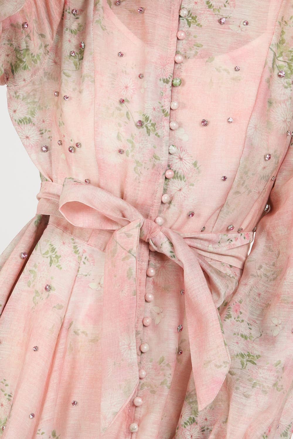 Floral Print Embellished A-Line Dress