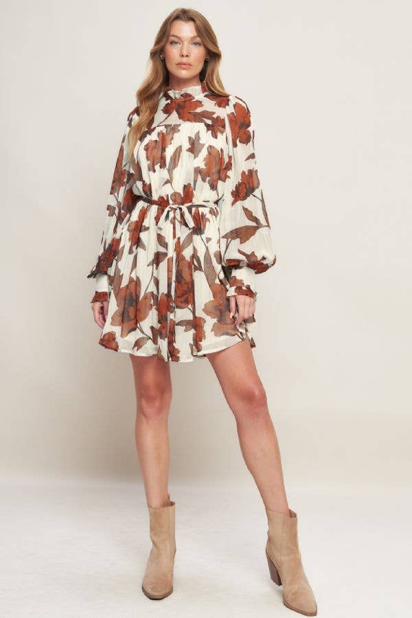 Printed woven mini dress