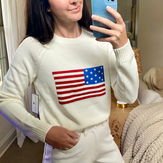 Ivory American Flag Sweater