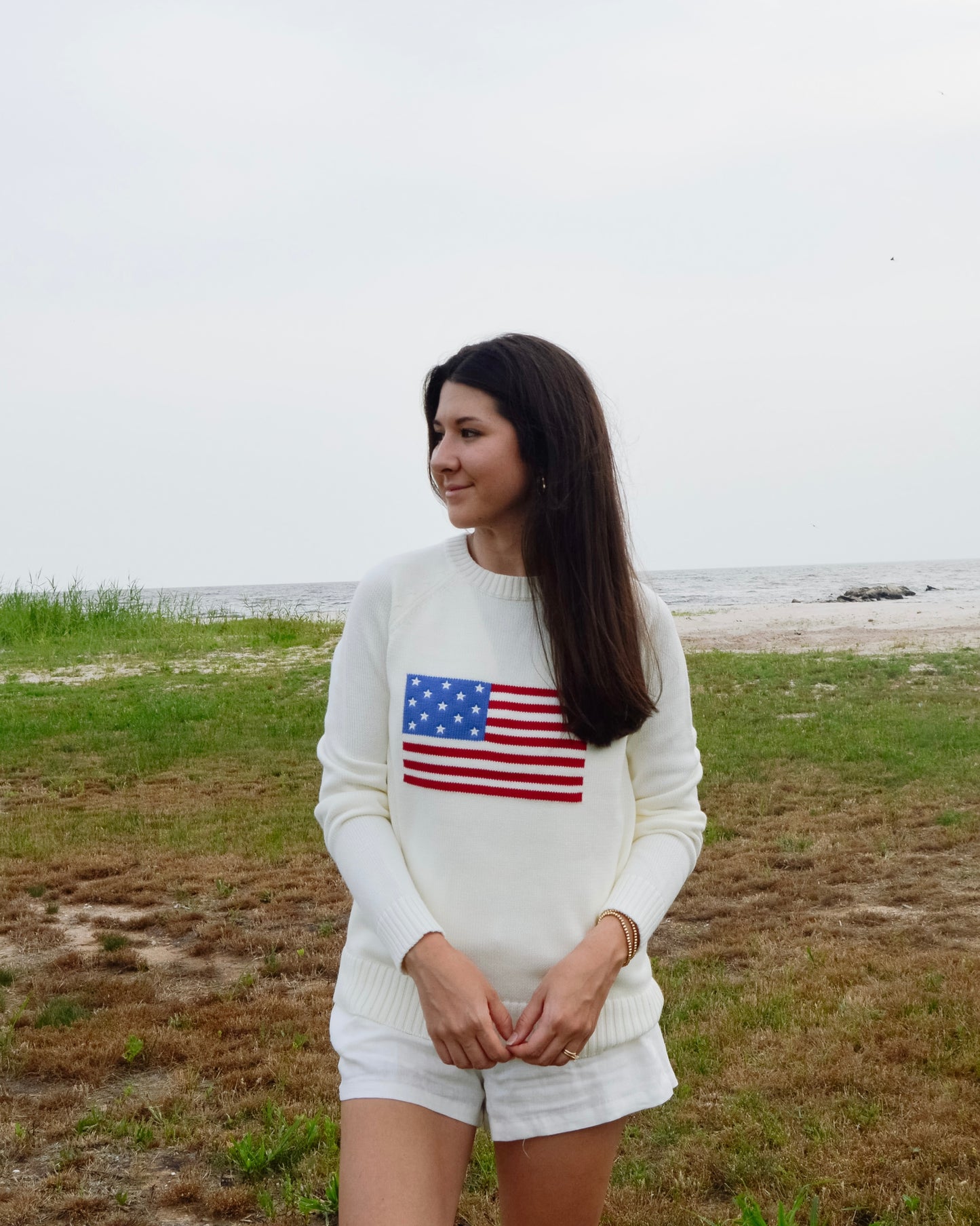 Ivory American Flag Sweater