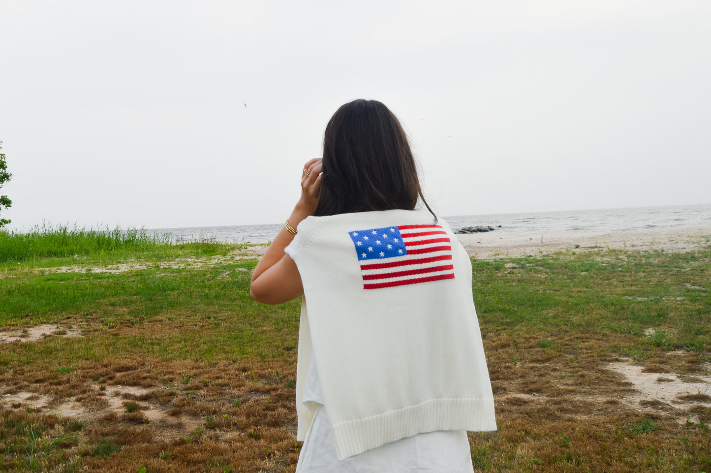 Ivory American Flag Sweater